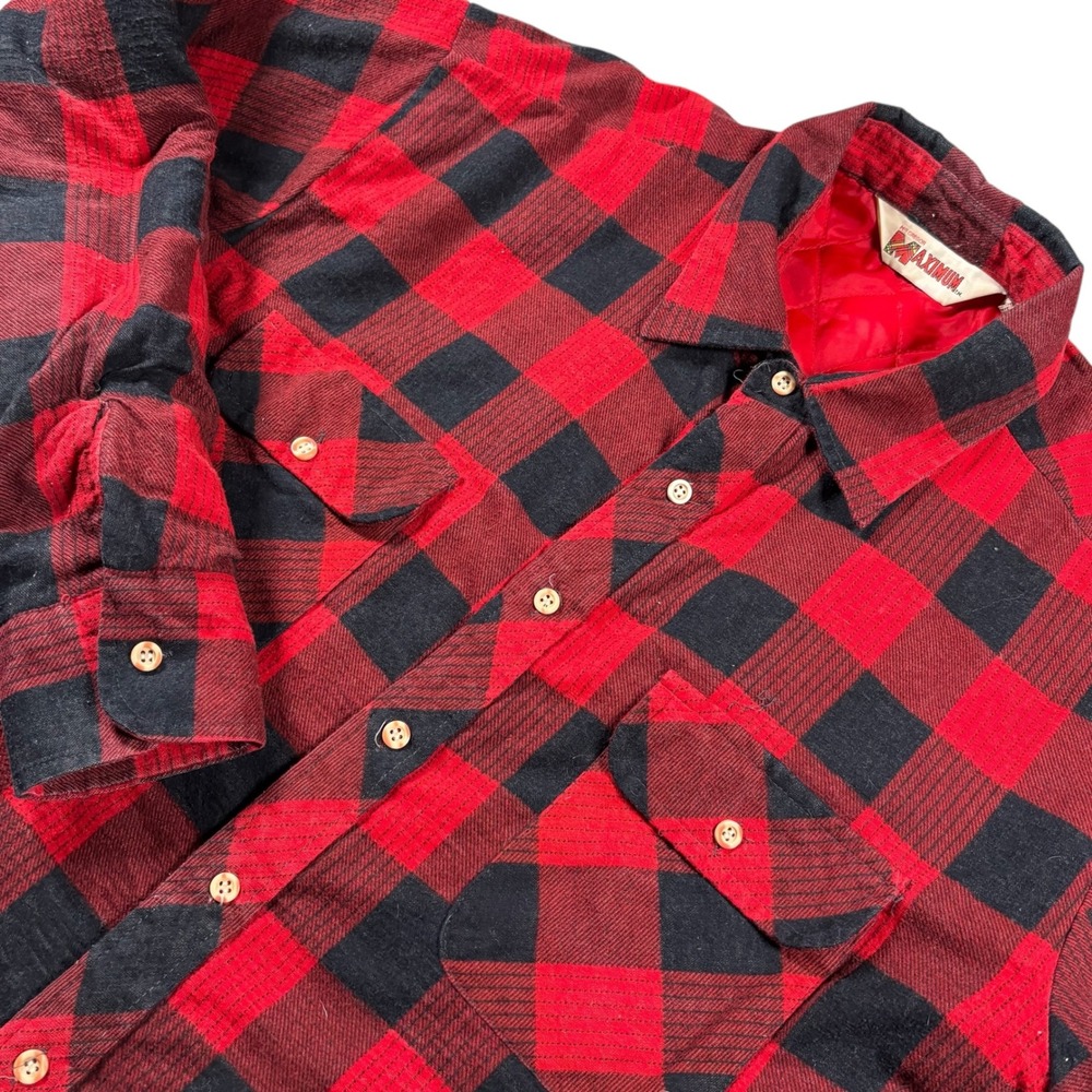 VTG McGregor Quilted Lined Flannel Shacket Men Sz 1X buffalo‎ Plaid Lumberjack